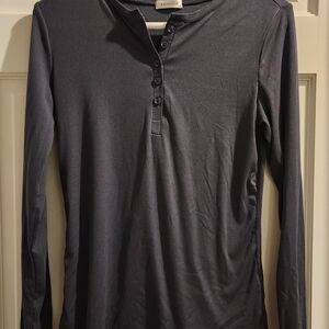 Ekouaer Women's Long Sleeve Henley Tee - Charcoal